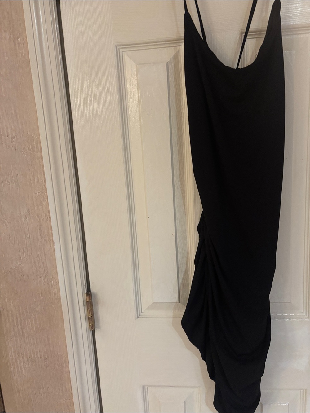 Classic Black Slip Dress with Ruched Side